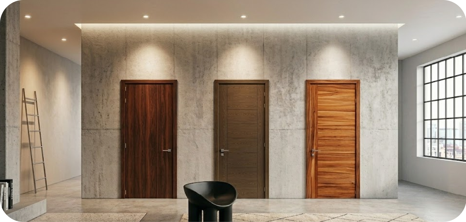 Puertas de intercomunicación en distintos acabados de madera
